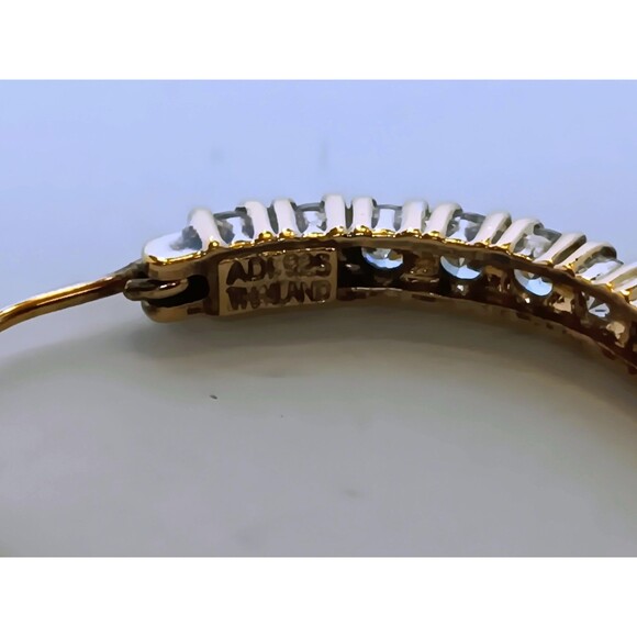 Vermeil ADI 925 Sterling Silver Cubic Zirconia Inside Out Hoop Earrings 1.25 in - Picture 14 of 16